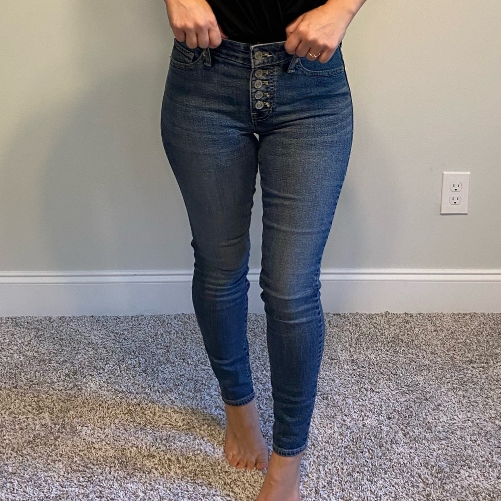 Lucky Brand High Waist Ankle Button Down Blue Jeans